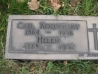 Carl Kordatsky gravestone, Calvary Cemetery, Cleveland, Ohio