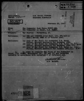 Thumbnail for COMTASKFOR 51 > War Diary, Com US Naval For, W Austl, 11/1/42 to 11/30/43