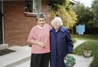 116-FH-FAMD-008d Flora Annie Miles Age 67 with Mother Mary Morris Miles Age 90 -- 1985.jpg