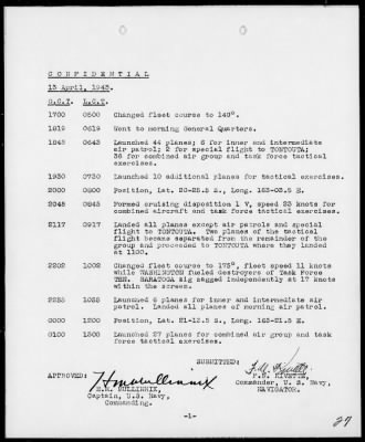 USS SARATOGA > War Diary, 4/1-30/43