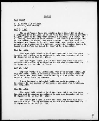 NAS LAKEHURST > War Diary, 5/1-31/43 (Enc A)