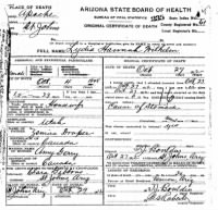 Lydia Hannah Wilhelm Death Certificate