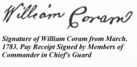 William Coram Signature on Pay Receipt for Commander in Chief's Guard