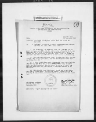 Restitution Claim Records > Restitution Cases: General Correspondence-France Claims, January 1946-April 1946