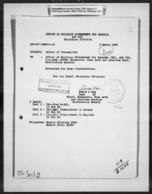 Restitution Claim Records > Restitution Cases: General Correspondence-France Claims, January 1946-April 1946