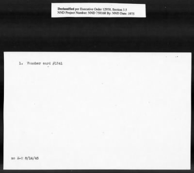 Thumbnail for Card File on Art-Looting Suspects > RECORDS OF THE AMERICAN COMMISSION FOR THE PROTECTION AND SALVAGE OF ARTISTIC AND HISTORIC MONUMENTS IN WAR AREAS (THE ROBERTS COMMISSION), 1943-1946