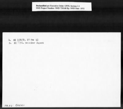 Thumbnail for Card File on Art-Looting Suspects > RECORDS OF THE AMERICAN COMMISSION FOR THE PROTECTION AND SALVAGE OF ARTISTIC AND HISTORIC MONUMENTS IN WAR AREAS (THE ROBERTS COMMISSION), 1943-1946