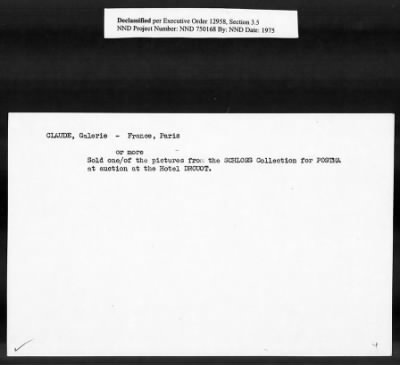 Thumbnail for Card File on Art-Looting Suspects > RECORDS OF THE AMERICAN COMMISSION FOR THE PROTECTION AND SALVAGE OF ARTISTIC AND HISTORIC MONUMENTS IN WAR AREAS (THE ROBERTS COMMISSION), 1943-1946