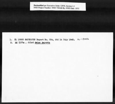 Thumbnail for Card File on Art-Looting Suspects > RECORDS OF THE AMERICAN COMMISSION FOR THE PROTECTION AND SALVAGE OF ARTISTIC AND HISTORIC MONUMENTS IN WAR AREAS (THE ROBERTS COMMISSION), 1943-1946