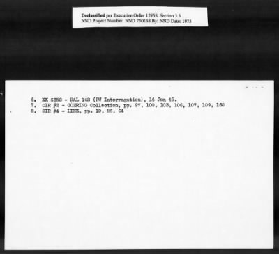 Thumbnail for Card File on Art-Looting Suspects > RECORDS OF THE AMERICAN COMMISSION FOR THE PROTECTION AND SALVAGE OF ARTISTIC AND HISTORIC MONUMENTS IN WAR AREAS (THE ROBERTS COMMISSION), 1943-1946