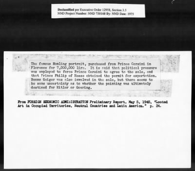 Card File on Art-Looting Suspects > RECORDS OF THE AMERICAN COMMISSION FOR THE PROTECTION AND SALVAGE OF ARTISTIC AND HISTORIC MONUMENTS IN WAR AREAS (THE ROBERTS COMMISSION), 1943-1946