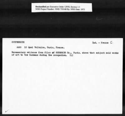 Card File on Art-Looting Suspects > RECORDS OF THE AMERICAN COMMISSION FOR THE PROTECTION AND SALVAGE OF ARTISTIC AND HISTORIC MONUMENTS IN WAR AREAS (THE ROBERTS COMMISSION), 1943-1946