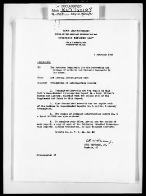 Thumbnail for Records Relating to the Restitution of Cultural Materials > Office Of Strategic Services (OSS) - Special Reports Art Unit (1 Of 7)