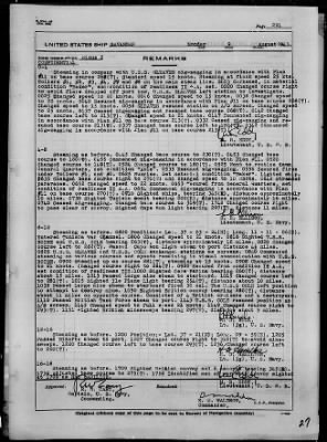 USS SAVANNAH > War Diary, 8/1-31/43 (Action Report)