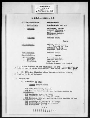 Thumbnail for MFAA Field Reports > ETO 1st U S Army Reports, 16 April 1945 & 15 May 1945 [AMG-376]