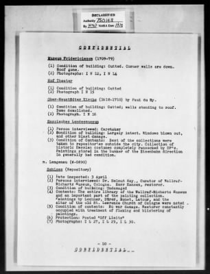 MFAA Field Reports > ETO 1st U S Army Reports, 16 April 1945 & 15 May 1945 [AMG-376]