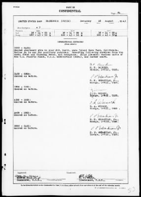 USS HAZELWOOD > War Diary, 8/1-31/43