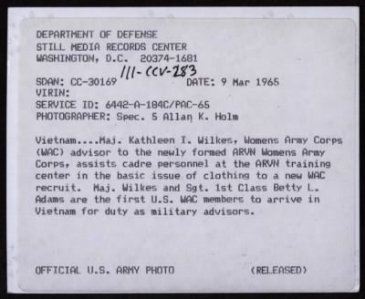 Military Assistance Command, Vietnam (MACV). Advisors > CC30169