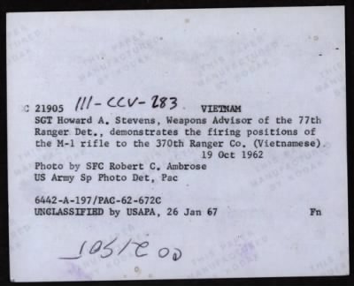 Military Assistance Command, Vietnam (MACV). Advisors > CC21905