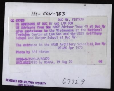 Military Assistance Command, Vietnam (MACV). Advisors > CC67729