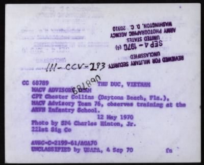 Military Assistance Command, Vietnam (MACV). Advisors > CC68789