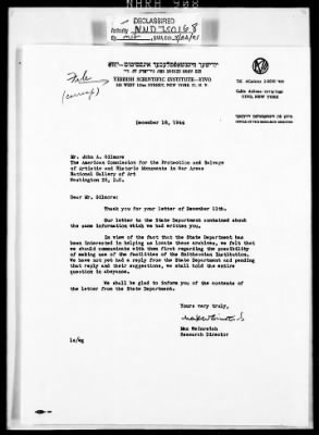 Correspondence > Yiddish Scientific Institute—Yivo