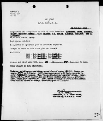 USCGC DUANE > War Diary, 10/1-31/43