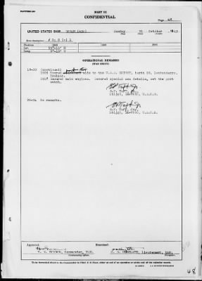 USS DORAN > War Diary, 10/1-31/43