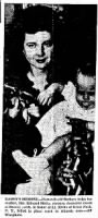 Mrs Evelyn Vandenberg Micka with 10 Month old Barbara at Christening of the USS Micka