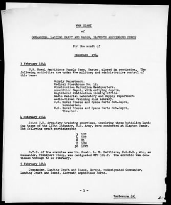 COMLANCRAB 11th PHIBFOR > War Diary, 2/3/44 to 2/29/44