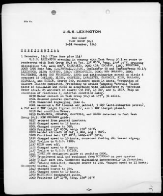 USS LEXINGTON > War Diary, 12/1-31/43