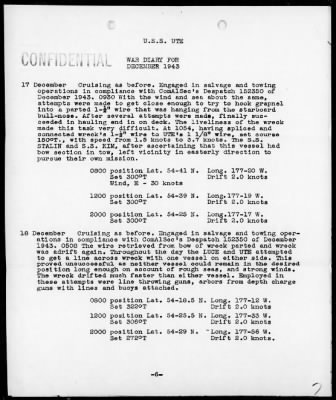 USS UTE > War Diary, 12/1-31/43
