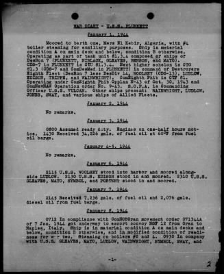 USS PLUNKETT > War Diary, 1/1-31/44 (ActRep)