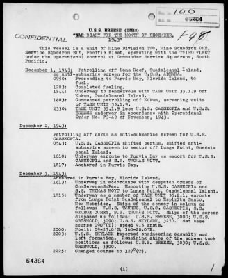 USS BREESE > War Diary, 12/1-31/43