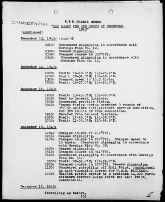 USS BREESE > War Diary, 12/1-31/43