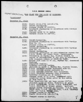 USS BREESE > War Diary, 12/1-31/43