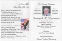 Memorial Card for Fred Lawrence, Calif. 2011