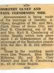 Clendening, Olney Wedding Announcement