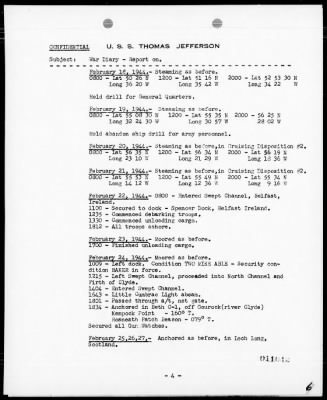 USS THOMAS JEFFERSON > War Diary, 2/1-29/44