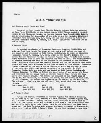 USS TERRY > War Diary, 1/1-31/44