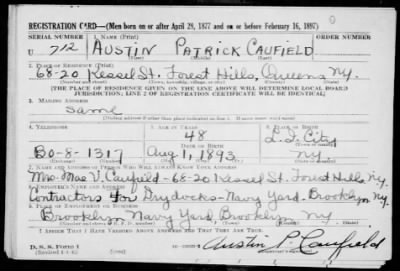 Austin Patrick > Caufield, Austin Patrick (1893)