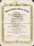 US Marine Corps Certificate of Service for Milton Martin Frisch (side 1)