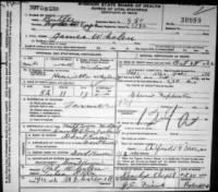 James Whalen Death Certificate #30989 Butler Co, MO, USA 28 Oct 1926