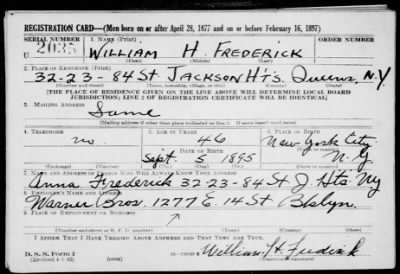 William H > Frederick, William H (1895)