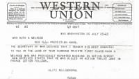 war department telegram of death of Hugh H. Melrose`