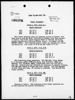 USS TULAGI > War Diary, 1/1/44 to 4/28/44