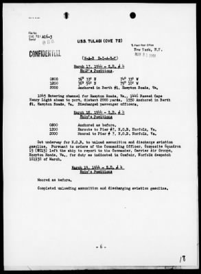 USS TULAGI > War Diary, 1/1/44 to 4/28/44