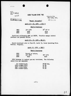 USS TULAGI > War Diary, 1/1/44 to 4/28/44