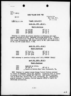 USS TULAGI > War Diary, 1/1/44 to 4/28/44