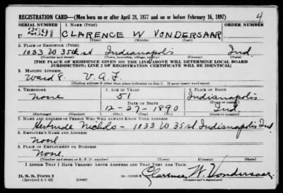 Clarence W > Vondersaar, Clarence W (1890)